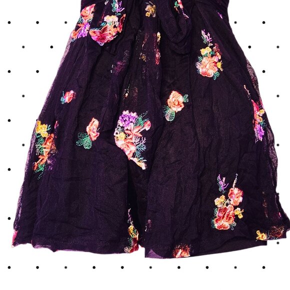 LULUs black romper with flower embroidery details - Picture 2 of 7